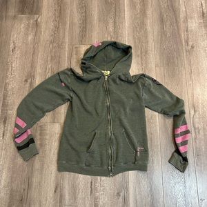 FREECITY Sz 2/S RARE olive green music love sweatshirt